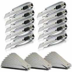 BITUXX 10 Profi Aluminium Cuttermesser Teppich 18mm Inkl. 30 Ersatz Abbrechklingen Alu Cuttermesser Mit Eisgehärteten Stahl Klingen
