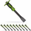 RELAXDAYS 10 X Flachmeißel Mit Handschutz, Präziser Putzmeißel, 35mm Fliesen Meißel, Stahl & Gummi, 29 Cm Lang, Grün/schwarz