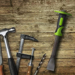 RELAXDAYS 10 X Flachmeißel Mit Handschutz, Präziser Putzmeißel, 35mm Fliesen Meißel, Stahl & Gummi, 29 Cm Lang, Grün/schwarz -Angebote Schneidwerkzeug Store 15059659 3