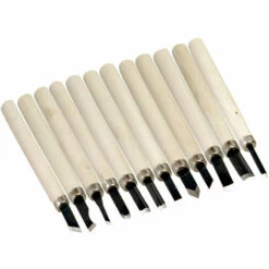 MS-WARENVERTRIEB 12 Teiliges Set Schnitzmesser Mit Holzgriff