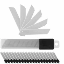 Relaxdays Abbrechklingen, 200 Stück, 7 Bruchstellen Je Klinge, Extrem Scharf, 18 Mm, Carbonstahl Ersatzklingen, Silber