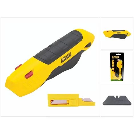 Stanley FATMAX Sicherheitsmesser, Zangengriff ( FMHT10369-0 ) + 10 X Stanley Trapezklingen 1992 Ungelocht Rund ( 2-11-987 ) 1 Stanley FATMAX Sicherheitsmesser, Zangengriff ( FMHT10369-0 ) + 10 X Stanley Trapezklingen 1992 Ungelocht Rund ( 2-11-987 )