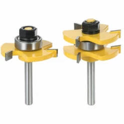 ASUPERMALL 2St 3/4" Auf 1/4" Shank Nut & Feder Fraser Set 3 Zahne T-Form Holz Fraser Fur Holzbearbeitung