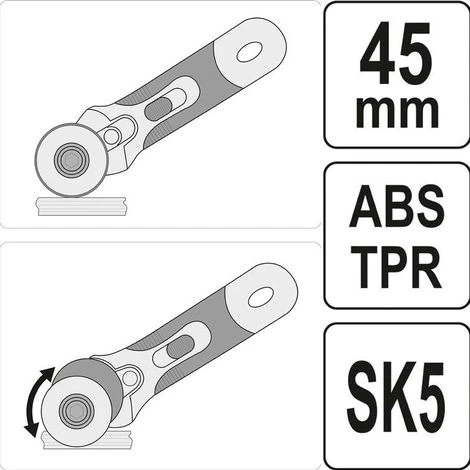 YATO Rollmesser Rollschneider Rotationmesser Roll-Schere Schneider Buchbinder Schneiden Trennen Basteln Stoff Papier Pappe ø 45 Mm 3 YATO Rollmesser Rollschneider Rotationmesser Roll-Schere Schneider Buchbinder Schneiden Trennen Basteln Stoff Papier Pappe ø 45 Mm – Bild 3
