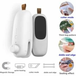 BEARSU Tragbare Mini-Beutel-Versiegelung Heißsiegel-Plastiktüte Wiederaufladbare 2-in-1-Beutel Luftdichte Versiegelung