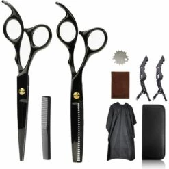 LITZEE Barber Scissors Pack Mit Reinigungstuch Und Schleifkarte, Rasiermesserkamm, Clips, Verbessertem Profischnitt