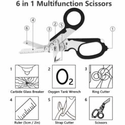 KKMOON Multifunktionsschere 6-in-one Multifunktions-Notfallschere (Neutral) Schwarz -Angebote Schneidwerkzeug Store 34165191 3