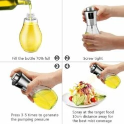 ABCRITAL Gifort Öl Sprayer, Ölsprüher Ölspender Mit Gratis Tube Bürste Und Trichter Öl Sprühflasche Auslöser Für BBQ Brot Backen Küche Kochen (200ML) -Angebote Schneidwerkzeug Store 34599871 5