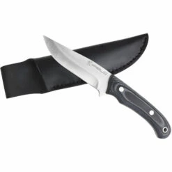 Sport-Jagdmesser IField Trainingsmodell EL29100, 10cm MOVA-Klinge In Satinierter Ausführung, Gesamtmaß 20,5 Cm, Inklusive Hochwertiger Schwarzer Ledertasche.