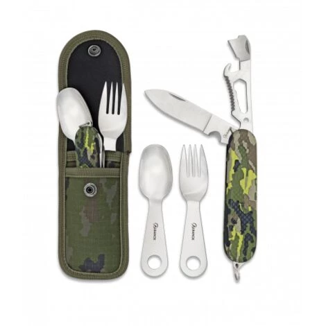MARTINEZ ALBAINOX Camping-Besteck-Set Multicam Verde Albainox, Bestehend Aus Messer, Gabel Und Löffel 1 MARTINEZ ALBAINOX Camping-Besteck-Set Multicam Verde Albainox, Bestehend Aus Messer, Gabel Und Löffel