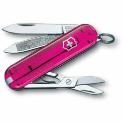 Schweizer Taschenmesser Victorinox Classic, 7 Funktionen, Inkl. Schere Und Nagelfeile, Kompaktes Format, Rosa-transluzent