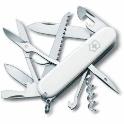 Schweizer Taschenmesser Victorinox Huntsman, Inklusive Schere Und Holzsäge, 15 Funktionen, Für Camping, Farbe White