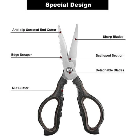 BRIDAY Küchenschere Allzweck-Küchenschere Hochleistungs-Geflügelschere Für Hühnchenfleisch Und Kochen, Stylelish Black Mix Brown 5 BRIDAY Küchenschere Allzweck-Küchenschere Hochleistungs-Geflügelschere Für Hühnchenfleisch Und Kochen, Stylelish Black Mix Brown – Bild 5