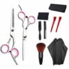TRIOMPHE Haarschneideschere Friseurschere Set Effilierschere Kammschere Etui Professioneller Friseursalon Heimschere Set Für Männer Frauen Tiere (10 Puderringe Set)
