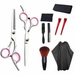 TRIOMPHE Haarschneideschere Friseurschere Set Effilierschere Kammschere Etui Professioneller Friseursalon Heimschere Set Für Männer Frauen Tiere (10 Puderringe Set)