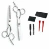 TRIOMPHE Haarschneideschere Friseurschere Set Effilierschere Kammschere Etui Professioneller Friseursalon Heimschere Set Für Männer Frauen Tiere (7-teiliges Silber-Set)