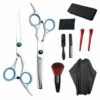 TRIOMPHE Haarschneideschere Friseurschere Set Effilierschere Kammschere Etui Professioneller Friseursalon Heimschere Set Für Männer Frauen Tiere (10 Set Blaue Schrauben)