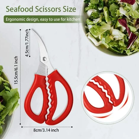 BRIDAY Küchenschere Für Meeresfrüchte Multifunktionale Edelstahlschere Meeresfrüchte Fisch Krabben Garnelen Hummerschere Geeignet Für Küche Meeresfrüchte Schälwerkzeuge (3, Rot) 4 BRIDAY Küchenschere Für Meeresfrüchte Multifunktionale Edelstahlschere Meeresfrüchte Fisch Krabben Garnelen Hummerschere Geeignet Für Küche Meeresfrüchte Schälwerkzeuge (3, Rot) – Bild 4