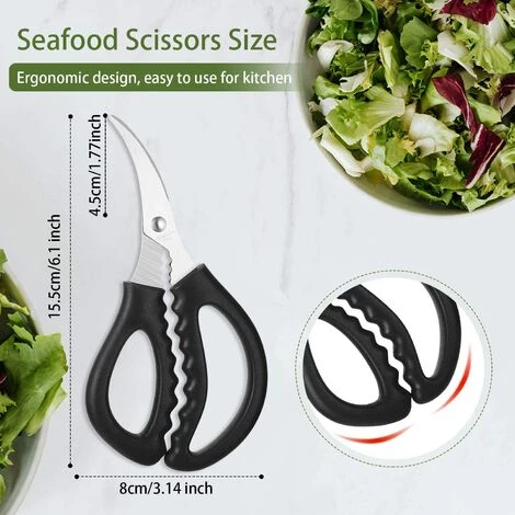 BRIDAY Küchenschere Für Meeresfrüchte Multifunktionale Edelstahlschere Meeresfrüchte Fisch Krabben Garnelen Hummerschere Geeignet Für Küche Meeresfrüchte Schälwerkzeuge (3, Schwarz) 2 BRIDAY Küchenschere Für Meeresfrüchte Multifunktionale Edelstahlschere Meeresfrüchte Fisch Krabben Garnelen Hummerschere Geeignet Für Küche Meeresfrüchte Schälwerkzeuge (3, Schwarz) – Bild 2