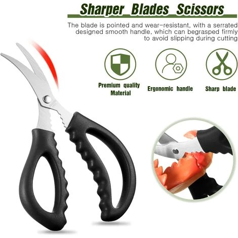 BRIDAY Küchenschere Für Meeresfrüchte Multifunktionale Edelstahlschere Meeresfrüchte Fisch Krabben Garnelen Hummerschere Geeignet Für Küche Meeresfrüchte Schälwerkzeuge (3, Schwarz) 5 BRIDAY Küchenschere Für Meeresfrüchte Multifunktionale Edelstahlschere Meeresfrüchte Fisch Krabben Garnelen Hummerschere Geeignet Für Küche Meeresfrüchte Schälwerkzeuge (3, Schwarz) – Bild 5