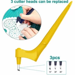 HAPPYSHOPPING Edelstahl-Bastelmesser Präzisions-Craft-Schneidwerkzeuge 360-Grad-rotierende Klinge Handheld-Cutter Mit Drei Verschiedenen Winkel-Ersatzklingen 15°/30°/45° Für Hobby-Kunsthandwerk-Sammelalbum,Gelb -Angebote Schneidwerkzeug Store 42156745 3