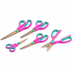 MAXIMEX Scherenset Titan-beschichtet Pink 5tlg.Schere Edelstahl Haushaltscheren Scissors