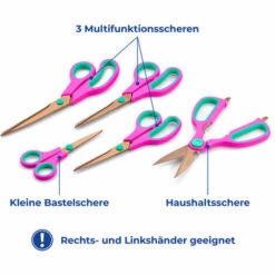 MAXIMEX Scherenset Titan-beschichtet Pink 5tlg.Schere Edelstahl Haushaltscheren Scissors -Angebote Schneidwerkzeug Store 43634008 3