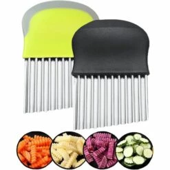 BRIDAY Kartoffelschneider ， Montessori Kindermesser ， Gewellter Edelstahl Gemüseschneider ， Für Pommes Frites, Gemüse, Karotten, Zwiebeln, Gurken, 2 Stück
