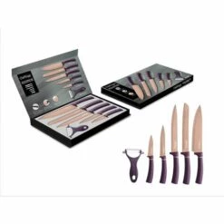 Cheffinger 6 Teile Rose Gold Lila Messerset Messer Fleischmesser Brotmesser -Angebote Schneidwerkzeug Store 47114654 3