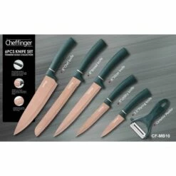Cheffinger 6 Teile Rose Gold Grün Messerset Messer Fleischmesser Brotmesser -Angebote Schneidwerkzeug Store 47114656 3