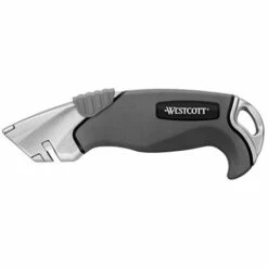 WESTCOTT E-84023 00 SICHERHEITS-CUTTER ALUMINUM ALLOY MIT SOFTGRIP-GRIFF, KLINGENBREITE 18 MM, GRAU/SCHWARZ