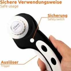 ECENCE Rollschneider Rollmesser Stoffschneider Rundschneider + Ersatzklinge 45mm -Angebote Schneidwerkzeug Store 51946367 3