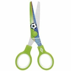 WEDO 7343011 ZAUBERSCHERE SCHERE ZAUBER KINDERSCHERE, FUSSBALLMUSTER, ABGERUNDETER SCHERE BLATTDRUCK, STAHL