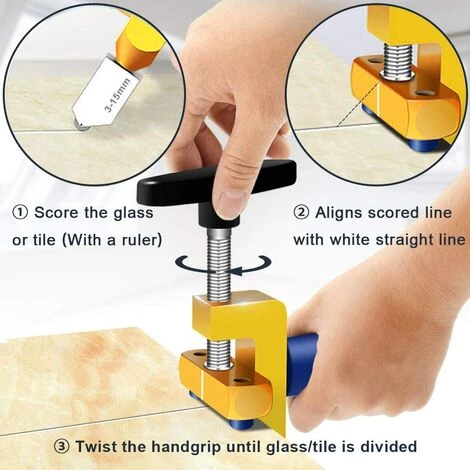2-in-1-Glasschneider-Werkzeugsatz, Betterlife Premium-Qualität 3 Mm-15 Mm Glasschneidewerkzeug Zum Schneiden Von Glas/Spiegel/Buntglas Mit 2 Zusätzlichen Köpfen, 4 Druckbits 4 2-in-1-Glasschneider-Werkzeugsatz, Betterlife Premium-Qualität 3 Mm-15 Mm Glasschneidewerkzeug Zum Schneiden Von Glas/Spiegel/Buntglas Mit 2 Zusätzlichen Köpfen, 4 Druckbits – Bild 4