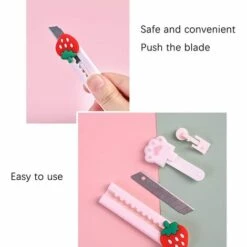 5 Stück Mini-Kistenschneider, Betterlife Tragbarer Einziehbarer Brieföffner Schreibwarenmesser Mit 5 Designs (Avocado+Erdbeere+Orange+Pfirsich+Kleines Mädchen) -Angebote Schneidwerkzeug Store 54098299 4