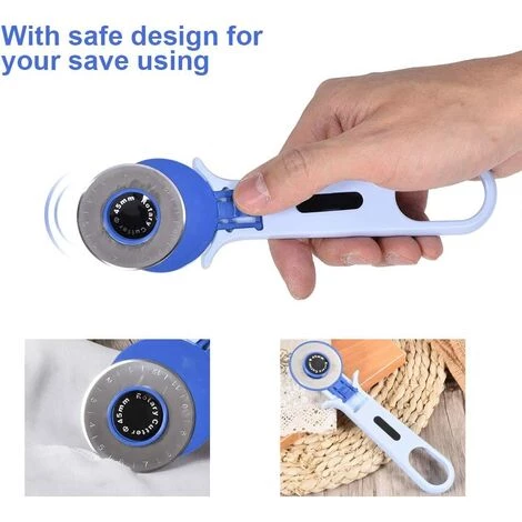 OCXIN Blauer Rollschneider, 45 Mm, Nähzubehör, Roller, Rund, Zum Basteln, Für Leder, Für Stoff-Nadelarbeiten (45 Mm) 5 OCXIN Blauer Rollschneider, 45 Mm, Nähzubehör, Roller, Rund, Zum Basteln, Für Leder, Für Stoff-Nadelarbeiten (45 Mm) – Bild 5