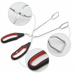 BEARSU 2 Grillzangen, Edelstahl-Scherenzangen, Küchen-Lebensmittelklammern, Grillbuffet, Lebensmittelscherenzange Mit Rutschfester Beschichtung Für Das Verschütten Von Lebensmitteln -Angebote Schneidwerkzeug Store 54400518 3