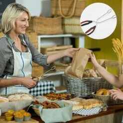 BEARSU 2 Grillzangen, Edelstahl-Scherenzangen, Küchen-Lebensmittelklammern, Grillbuffet, Lebensmittelscherenzange Mit Rutschfester Beschichtung Für Das Verschütten Von Lebensmitteln -Angebote Schneidwerkzeug Store 54400518 4