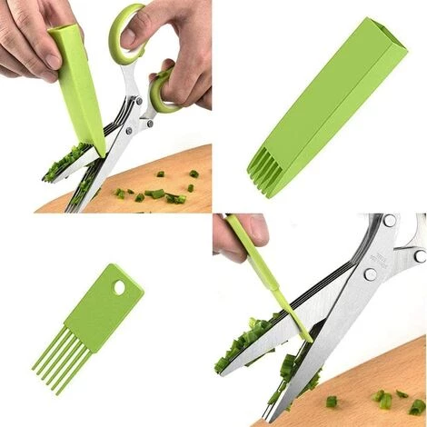 ILOVEMILAN Kräuterschere, 5-Klingen-Schere Kräuterschere Für Aromatische Kräuter, Ausgestattet Mit Reinigungskamm 4 ILOVEMILAN Kräuterschere, 5-Klingen-Schere Kräuterschere Für Aromatische Kräuter, Ausgestattet Mit Reinigungskamm – Bild 4