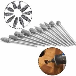 QERSTA 10 Stück Wolframkarbid-Frässtifte, Metallgrat-Schleifkopf Für Dremel-Rotationswerkzeuge, Schleifer Und Holzbearbeitung, Gravieren, Metallpolieren -Angebote Schneidwerkzeug Store 54919849 5
