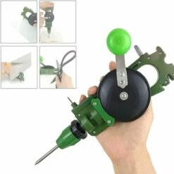 LANGRAY Manueller 5-in-1-Lochstanzer, Lochöffner Für Glasfliesen, Eingebauter Handschärfer, Schere, Haushaltswerkzeuge Zum Schneiden Und Schleifen