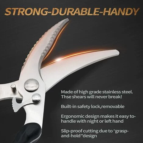 MODOU Küchenschere, Federgeflügelschere Edelstahl-Kochschere Für Knochen, Huhn, Geflügel, Fisch, Lebensmittel, Fleisch. (Schwarz) 3 MODOU Küchenschere, Federgeflügelschere Edelstahl-Kochschere Für Knochen, Huhn, Geflügel, Fisch, Lebensmittel, Fleisch. (Schwarz) – Bild 3