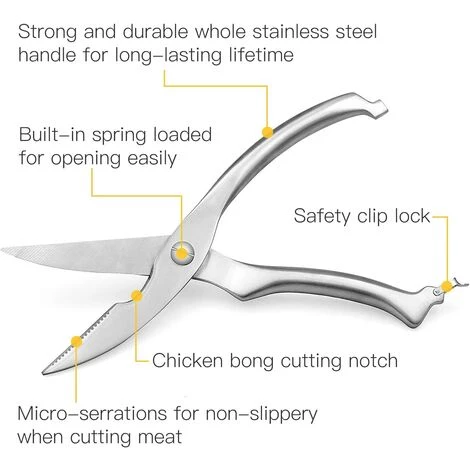 MODOU Hochleistungs-Geflügelschere Aus Edelstahl Für Knochen, Huhn, Fleisch, Fisch, Meeresfrüchte, BBQ, Gemüse. Lebensmittelschere. Alle Metallscheren 2 MODOU Hochleistungs-Geflügelschere Aus Edelstahl Für Knochen, Huhn, Fleisch, Fisch, Meeresfrüchte, BBQ, Gemüse. Lebensmittelschere. Alle Metallscheren – Bild 2