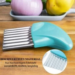 TINOR Pommes Wellenschneider,2 Stück Edelstahl Kartoffelschneider,Riffelmesser Baby,Wellenschneider Kinder Gemüsehobel Küchengerät Schneidewerkzeug Für Kartoffeln Und Zwiebeln (Rosa Und Cyan) -Angebote Schneidwerkzeug Store 56760331 3