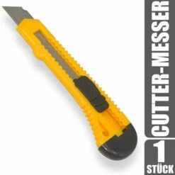 BONSPORT Kunststoff Cuttermesser Mit 18mm Abbrechklinge, Schwarz/gelb 1 Stück