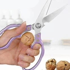 OCXIN Multifunktionale Haushaltsschere,Hochwertige Küchenschere Aus Edelstahl Mit Gezackter Funktion, Spülmaschinenfest (Purple) -Angebote Schneidwerkzeug Store 58107619 5