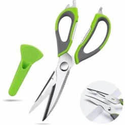 BF Multifunktionale Küchenschere Feiner Edelstahl Geflügelschere Mehrzweck Fleischschere Flaschenöffner (Grün)