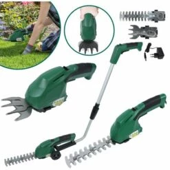 UISEBRT Akku Grasschere Strauchschere Set Rasenschere Mit Stiel Räder, Elektrische Strauchtrimmer Heckenschere Gras-Schere