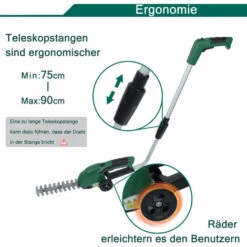UISEBRT Akku Grasschere Strauchschere Set Rasenschere Mit Stiel Räder, Elektrische Strauchtrimmer Heckenschere Gras-Schere -Angebote Schneidwerkzeug Store 61240889 5