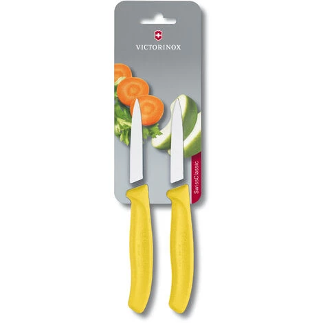 VICTORINOX Swiss Classic Gemüsemesser-Set 2-tlg. 6.7603/6.Obstmesser Schliff Gelb 1 VICTORINOX Swiss Classic Gemüsemesser-Set 2-tlg. 6.7603/6.Obstmesser Schliff Gelb
